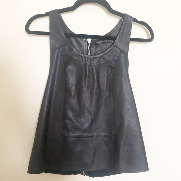 All Saints Tops - All Saints Leather Zipper Back Tank Size 2